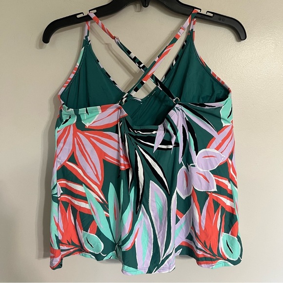 Women’s Anne Cole Tankini Top Tropical Print Cross Straps Size Large - Picture 10 of 12